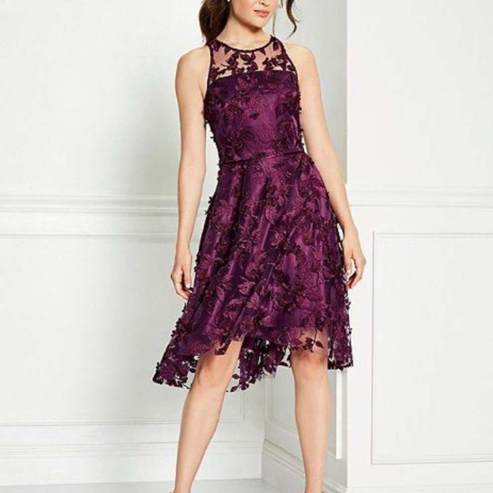 Alex Marie Plum Purple Lace Fit-and-Flare Cocktail Dress